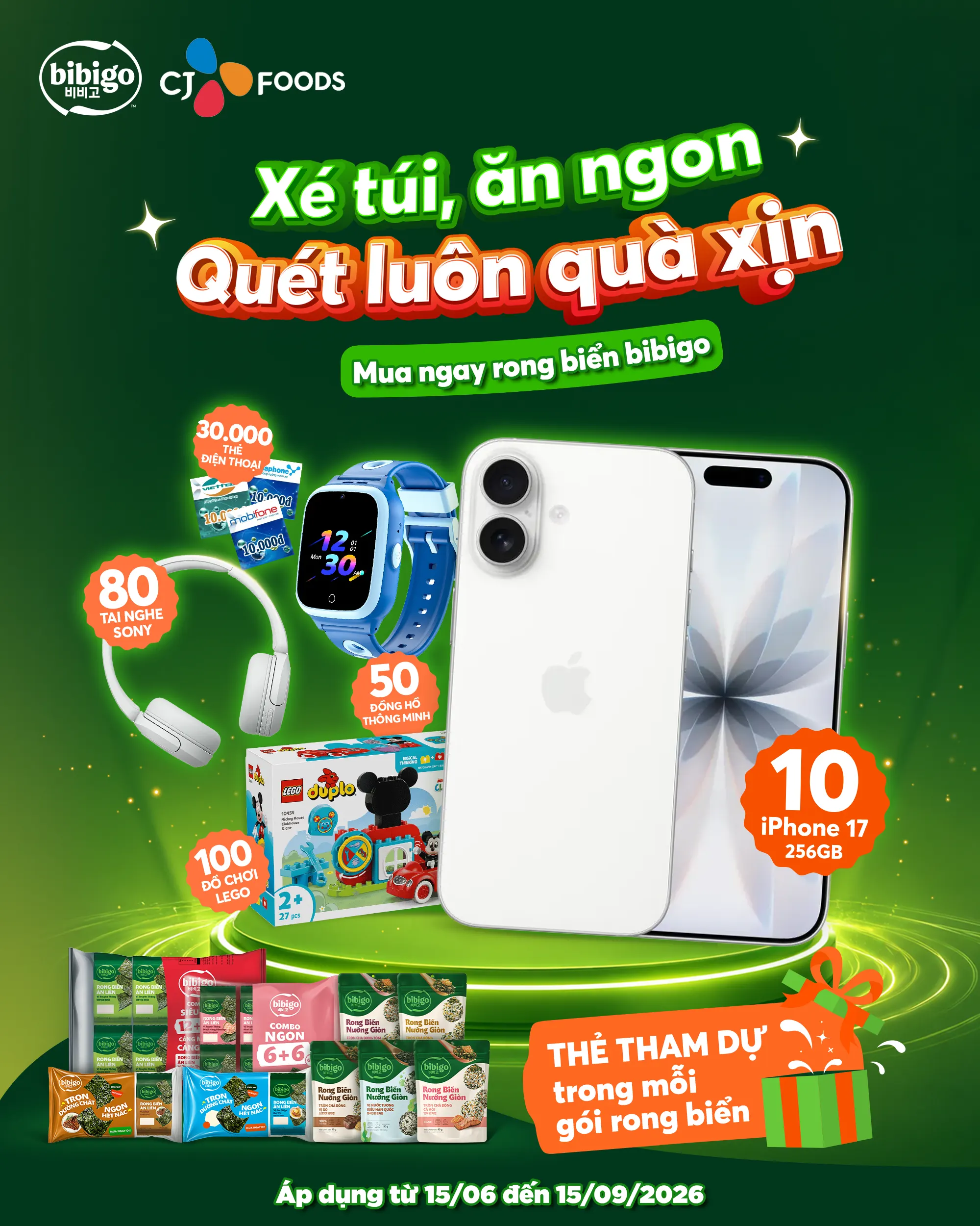 XÉ TÚI, ĂN NGON, QUÉT LUÔN QUÀ XỊN CÙNG RONG BIỂN BIBIGO